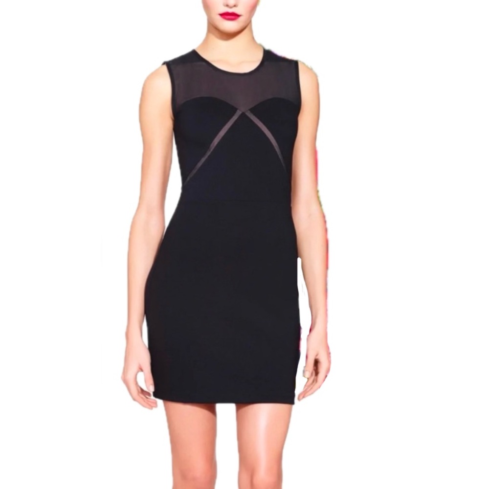 NEW Erin Fetherston Black Chiara Sheer Illusion Mini Dress, 10